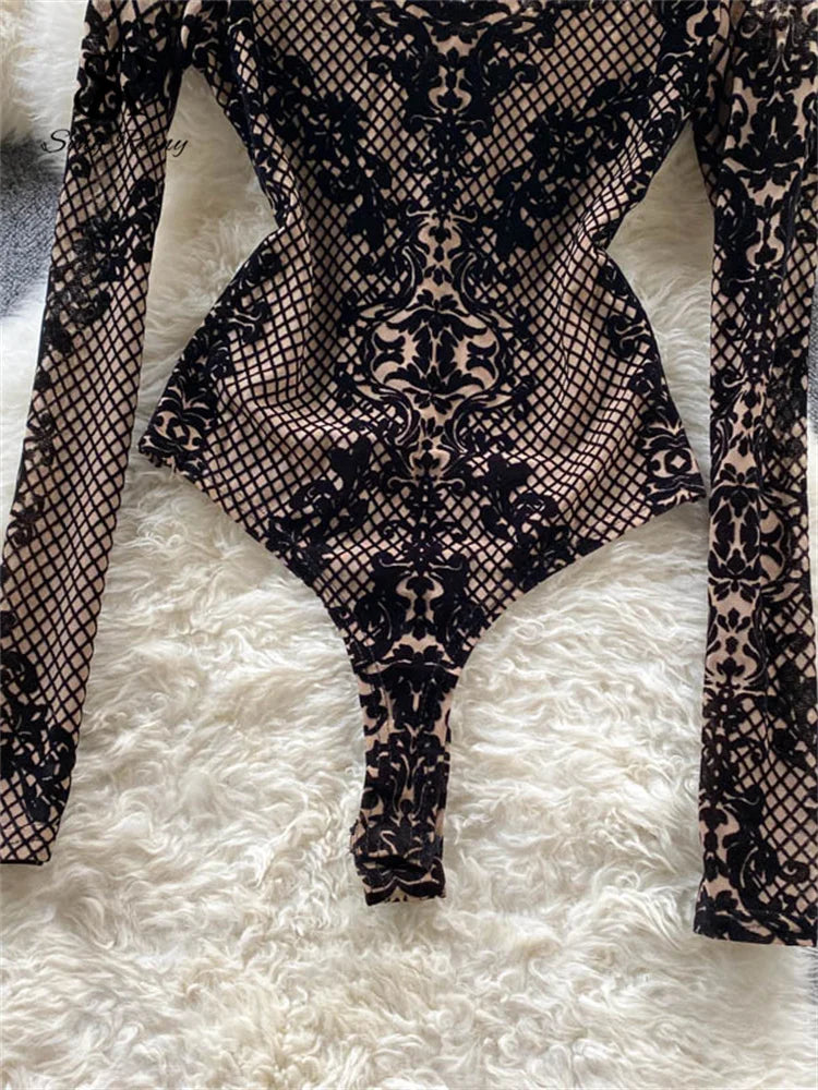 Vintage Inspired Velvet Bodysuit