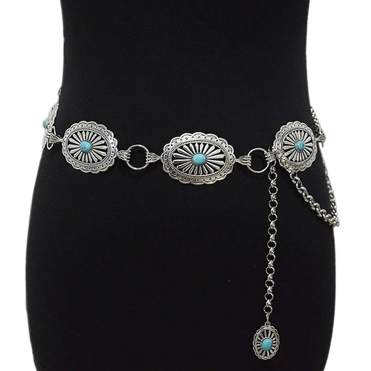 Western Concho Metal Chain Belt