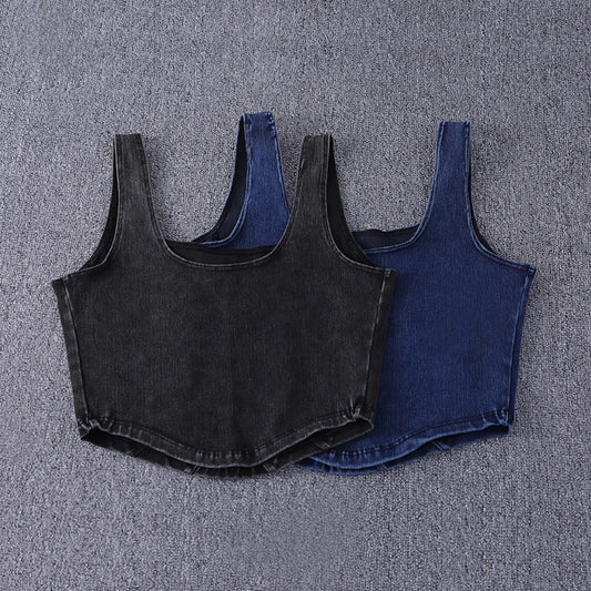 Tank Crop Denim Top